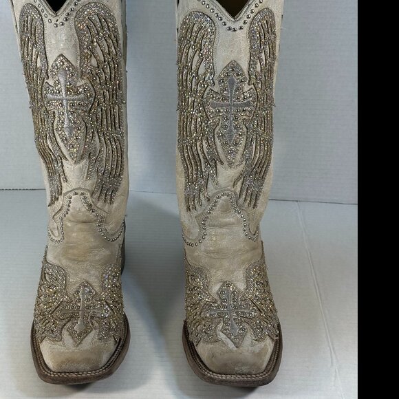 WOMENS SIZE 9.5 WHITE CORRAL BOOTS - Picture 2 of 16